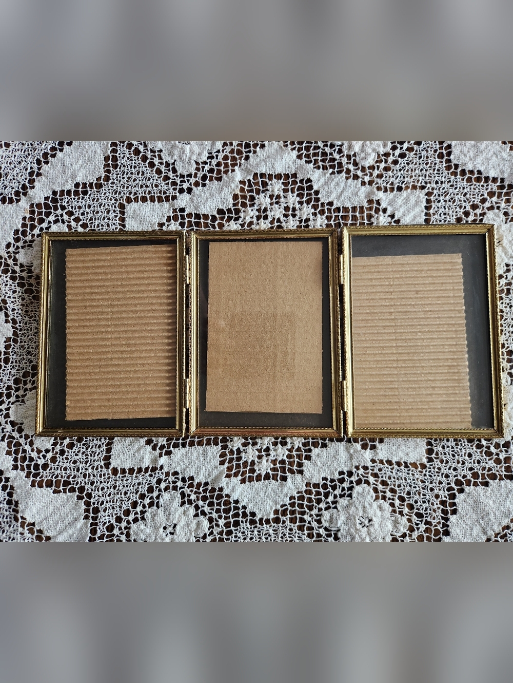Vintage Tri-fold Brass Picture Frame
